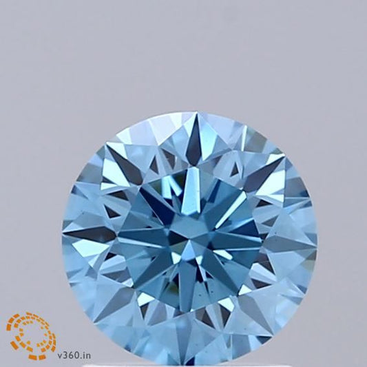 Lab-Grown Round Diamond - 1.01 Carats, Fancy Vivid Blue Color, VS1 Clarity - Certified by IGI - Report Number: LG669474224