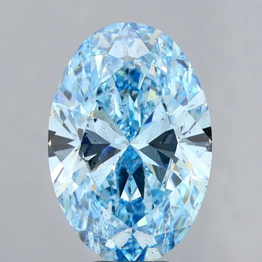 8.03ct Oval Lab Grown Diamond (Colour Fancy Vivid Blue, Clarity SI2, IGI Certified)