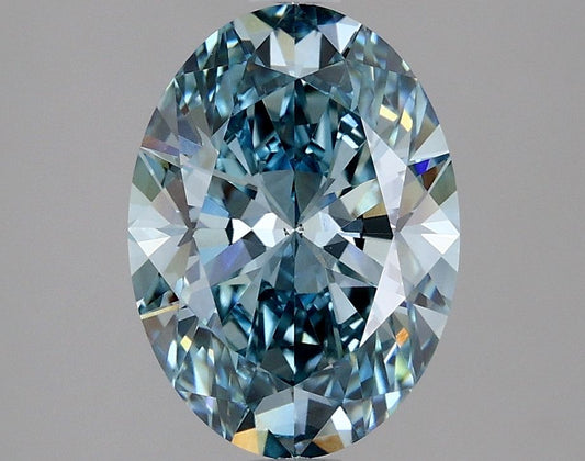 Lab-Grown Oval Diamond - 2.56 Carats, Fancy Vivid Blue Color, VS2 Clarity - Certified by IGI - Report Number: LG635401364