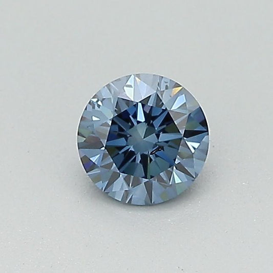 Lab-Grown Round Diamond - 0.31 Carats, Fancy Deep Blue Color, SI2 Clarity - Certified by IGI - Report Number: LG579362590