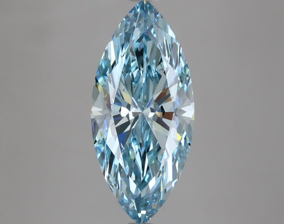 Lab-Grown Marquise Diamond - 3.52 Carats, Fancy Vivid Blue Color, VS2 Clarity - Certified by IGI - Report Number: LG629497933