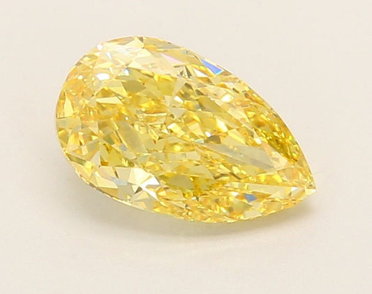 Lab-Grown Pear Diamond - 1.47 Carats, Fancy Vivid Yellow Color, VVS2 Clarity - Certified by IGI - Report Number: LG668404501