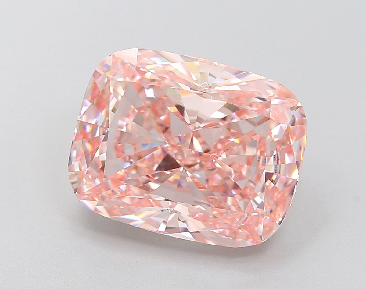 Lab-Grown Cushion Diamond - 8.01 Carats, Fancy Vivid Pink Color, VVS2 Clarity - Certified by IGI - Report Number: LG644438353