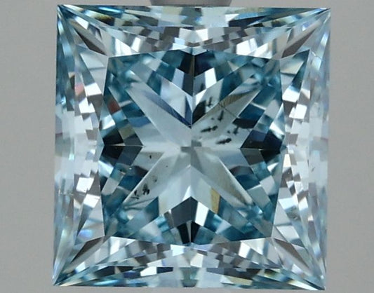 Lab-Grown Princess Diamond - 2.48 Carats, Fancy Vivid Blue Color, SI1 Clarity - Certified by IGI - Report Number: LG635487532