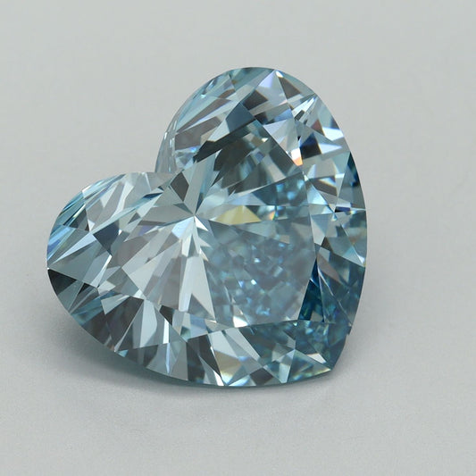 Lab-Grown Heart Diamond - 7.24 Carats, Fancy Vivid Blue Color, VVS2 Clarity - Certified by IGI - Report Number: LG636438471