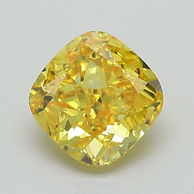 Lab-Grown Cushion Diamond - 1.01 Carats, Fancy Vivid Yellow Color, VVS2 Clarity - Certified by IGI - Report Number: LG683531966