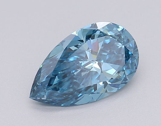 Lab-Grown Pear Diamond - 0.97 Carats, Fancy Vivid Blue Color, VVS2 Clarity - Certified by IGI - Report Number: LG608377059