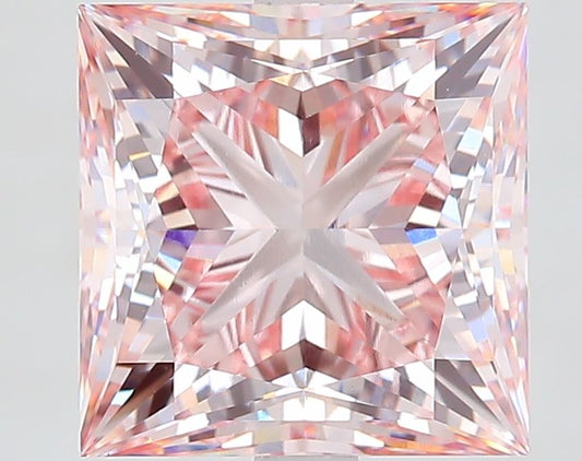 Lab-Grown Princess Diamond - 5.1 Carats, Fancy Pink Color, VS1 Clarity - Certified by IGI - Report Number: 628485853