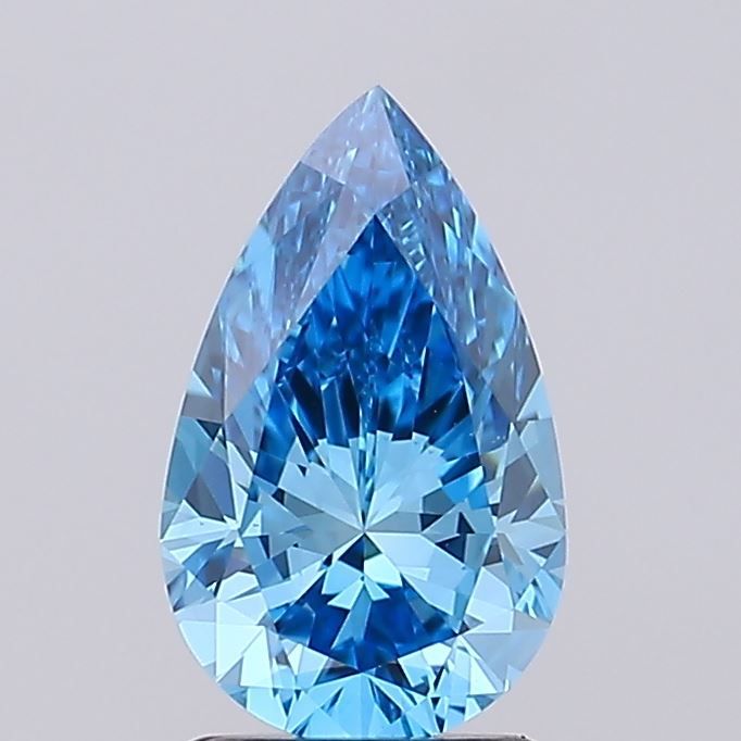 Lab-Grown Pear Diamond - 1.51 Carats, Fancy Vivid Blue Color, VS1 Clarity - Certified by IGI - Report Number: LG677559681