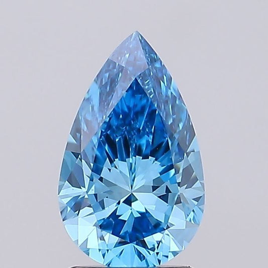Lab-Grown Pear Diamond - 1.51 Carats, Fancy Vivid Blue Color, VS1 Clarity - Certified by IGI - Report Number: LG677559681