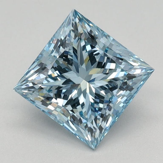 Lab-Grown Princess Diamond - 1.21 Carats, Fancy Intense Blue Color, VS1 Clarity - Certified by IGI - Report Number: LG613350719