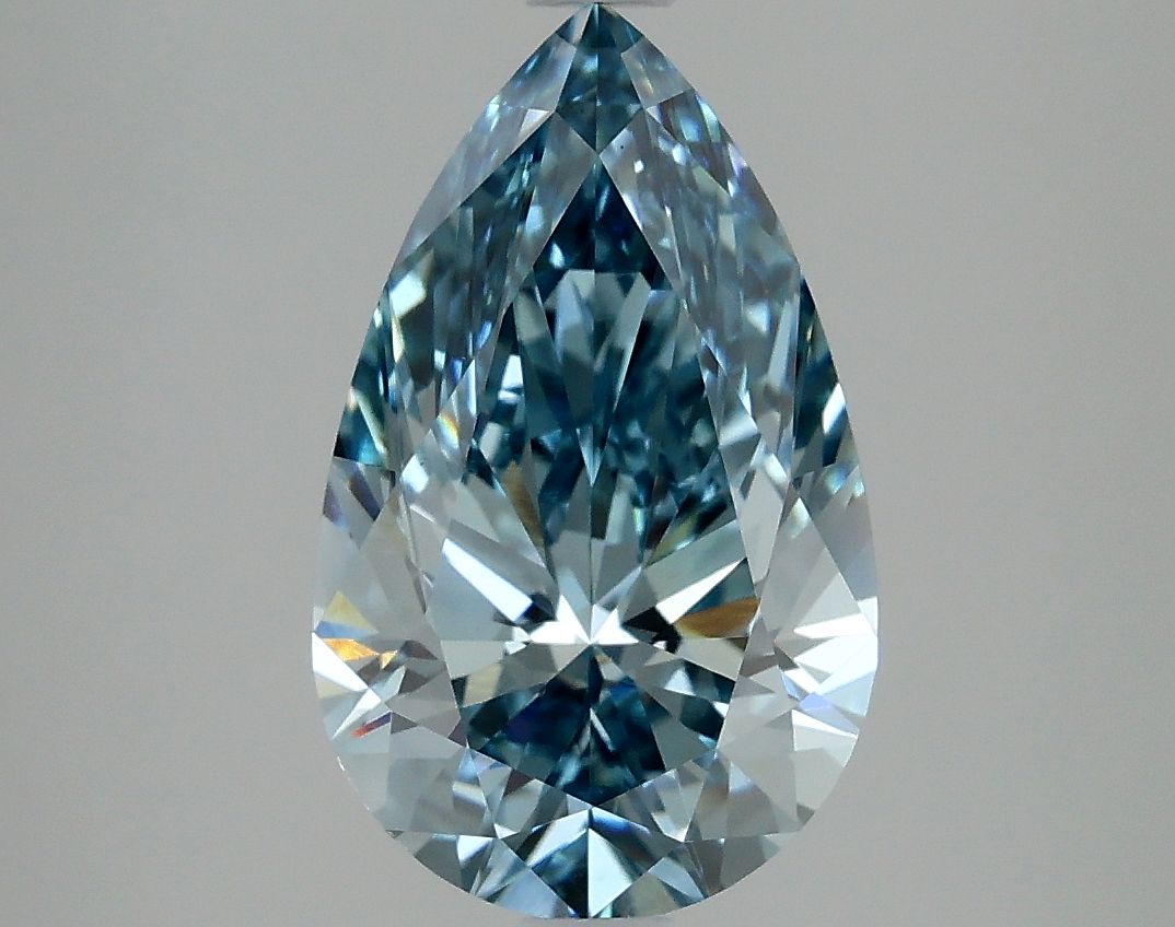 Lab-Grown Pear Diamond - 2.95 Carats, Fancy Vivid Blue Color, VS1 Clarity - Certified by IGI - Report Number: LG635470059