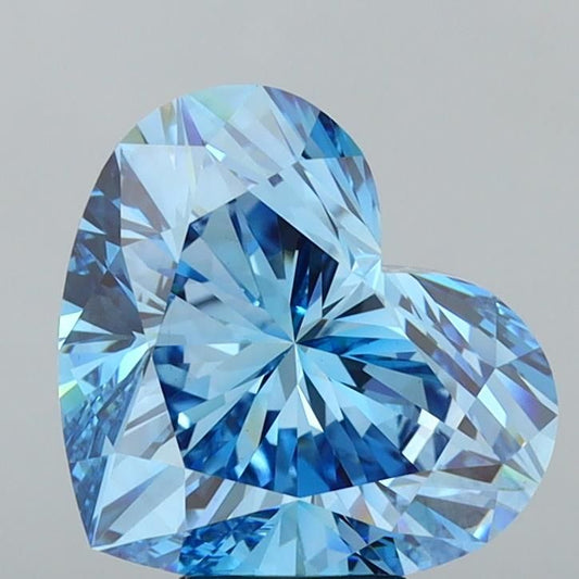 Lab-Grown Heart Diamond - 8.27 Carats, Fancy Vivid Blue Color, VS1 Clarity - Certified by IGI - Report Number: LG685503975