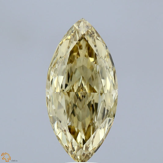 Lab-Grown Marquise Diamond - 5.4 Carats, Fancy Intense Yellow Color, VVS2 Clarity - Certified by IGI - Report Number: LG674561152