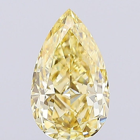 Lab-Grown Pear Diamond - 1.05 Carats, Fancy Intense Yellow Color, VS2 Clarity - Certified by IGI - Report Number: LG691556811