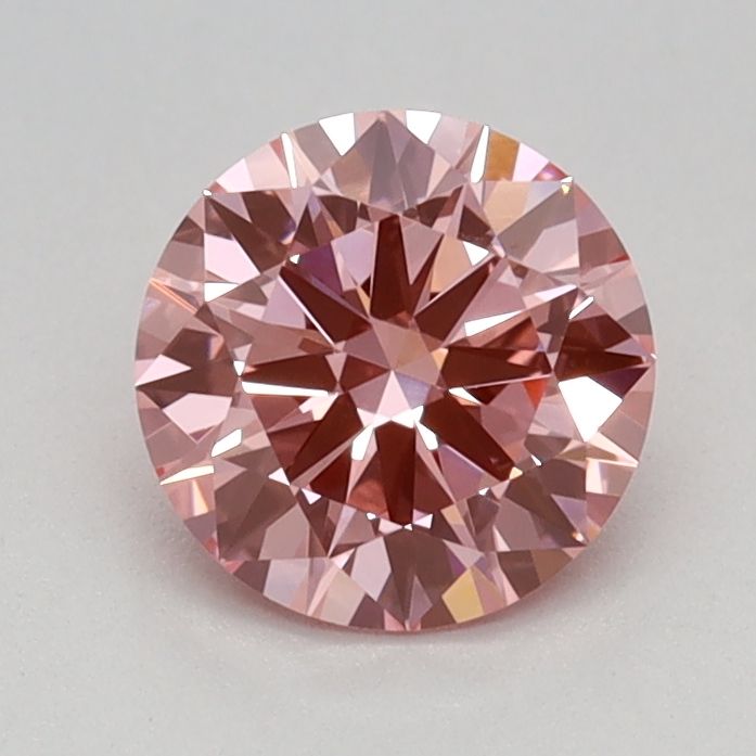 Lab-Grown Round Diamond - 0.67 Carats, Fancy Vivid Pink Color, VVS2 Clarity - Certified by IGI - Report Number: LG670477129