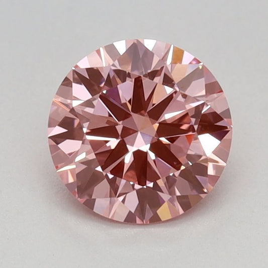 Lab-Grown Round Diamond - 0.67 Carats, Fancy Vivid Pink Color, VVS2 Clarity - Certified by IGI - Report Number: LG670477129