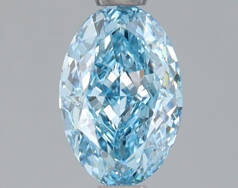 Lab-Grown Oval Diamond - 1.02 Carats, Fancy Vivid Blue Color, VVS2 Clarity - Certified by IGI - Report Number: LG683516338