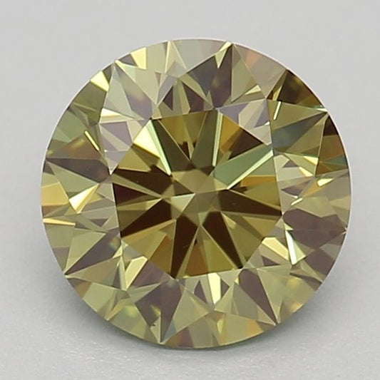 Lab-Grown Round Diamond - 0.7 Carats, Fancy Vivid Green Color, VS1 Clarity - Certified by IGI - Report Number: LG642431414