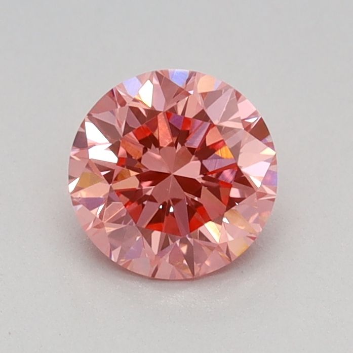 Lab-Grown Round Diamond - 0.49 Carats, Fancy Vivid Pink Color, VS1 Clarity - Certified by IGI - Report Number: LG655445035