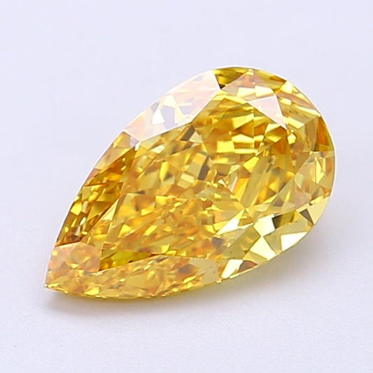 Lab-Grown Pear Diamond - 1.58 Carats, Fancy Vivid Yellow Color, VS1 Clarity - Certified by IGI - Report Number: LG690513772