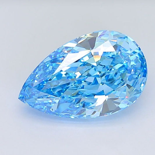 Lab-Grown Pear Diamond - 6.55 Carats, Fancy Vivid Blue Color, VVS2 Clarity - Certified by IGI - Report Number: LG668407129