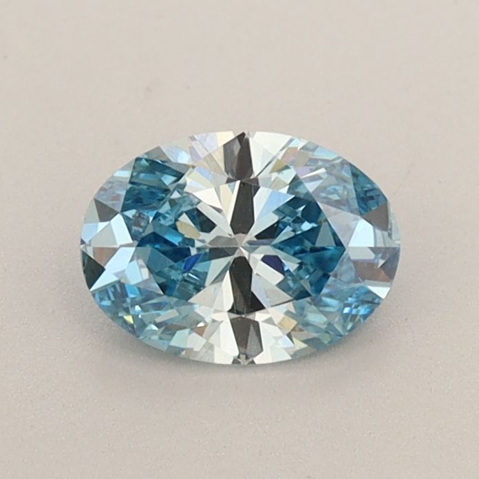 Lab-Grown Oval Diamond - 0.51 Carats, Fancy Vivid Blue Color, VS2 Clarity - Certified by IGI - Report Number: LG574359209