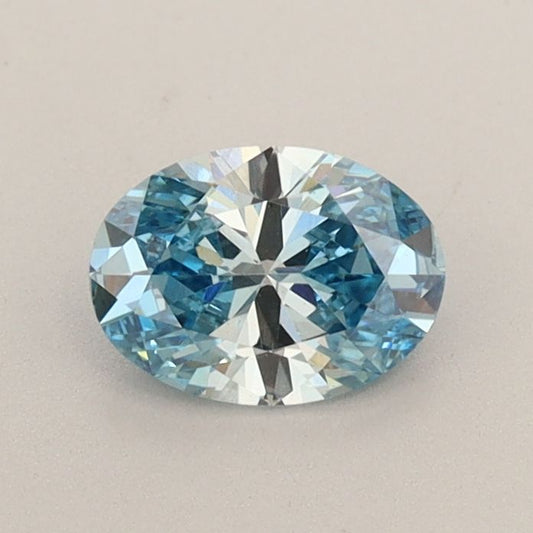Lab-Grown Oval Diamond - 0.51 Carats, Fancy Vivid Blue Color, VS2 Clarity - Certified by IGI - Report Number: LG574359209