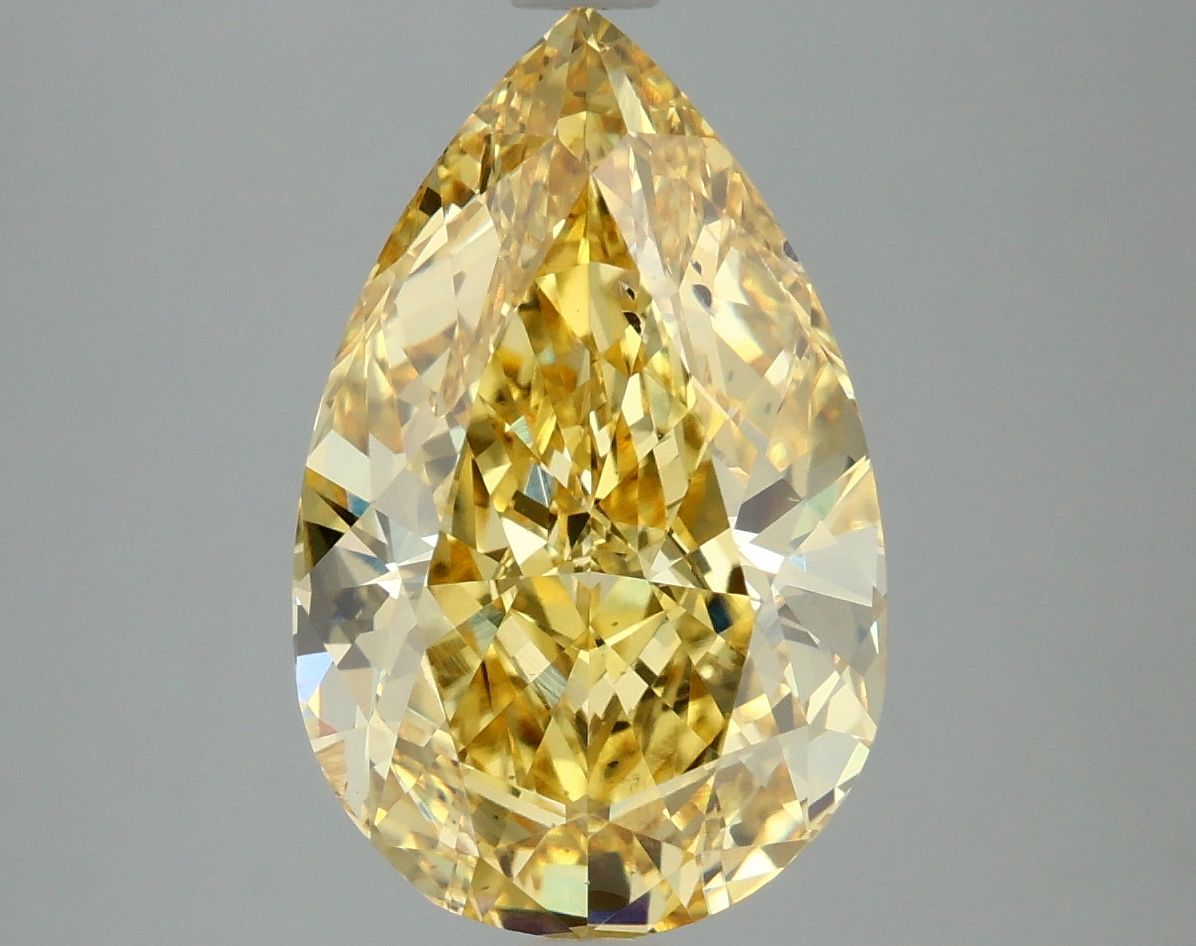 Lab-Grown Pear Diamond - 5.0 Carats, Fancy Vivid Yellow Color, VS2 Clarity - Certified by IGI - Report Number: LG658479948