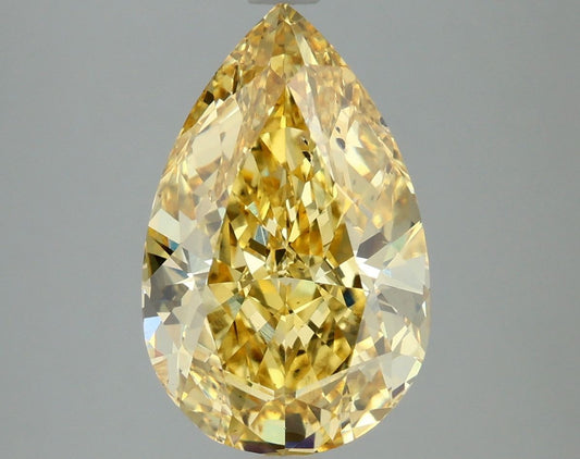 Lab-Grown Pear Diamond - 5.0 Carats, Fancy Vivid Yellow Color, VS2 Clarity - Certified by IGI - Report Number: LG658479948