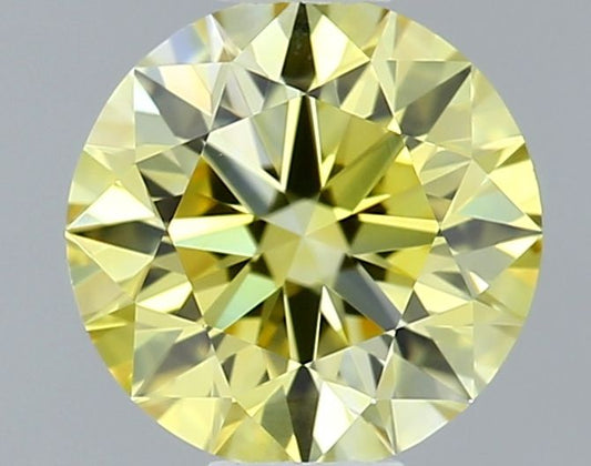 Lab-Grown Round Diamond - 0.5 Carats, Fancy Intense Yellow Color, VVS2 Clarity - Certified by IGI - Report Number: LG671492385