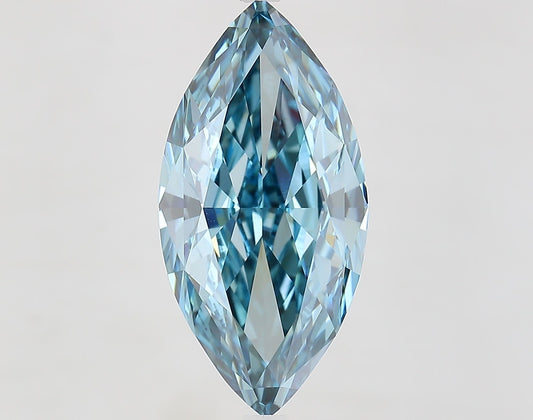 Lab-Grown Marquise Diamond - 7.14 Carats, Fancy Vivid Blue Color, VS1 Clarity - Certified by IGI - Report Number: LG681571838