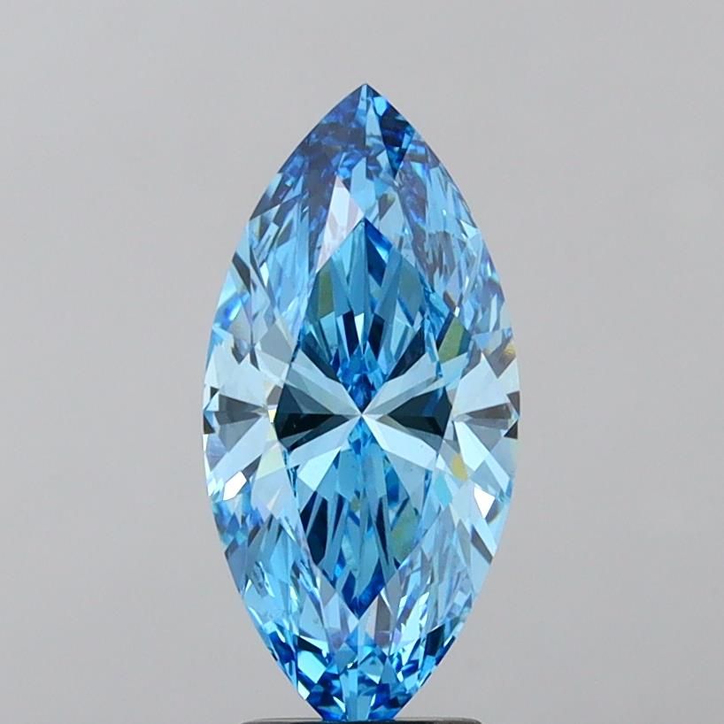 Lab-Grown Marquise Diamond - 3.01 Carats, Fancy Vivid Blue Color, VS1 Clarity - Certified by IGI - Report Number: LG641490469