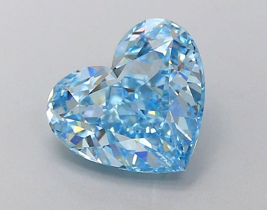 Lab-Grown Heart Diamond - 3.03 Carats, Fancy Intense Blue Color, VS1 Clarity - Certified by IGI - Report Number: LG650485504