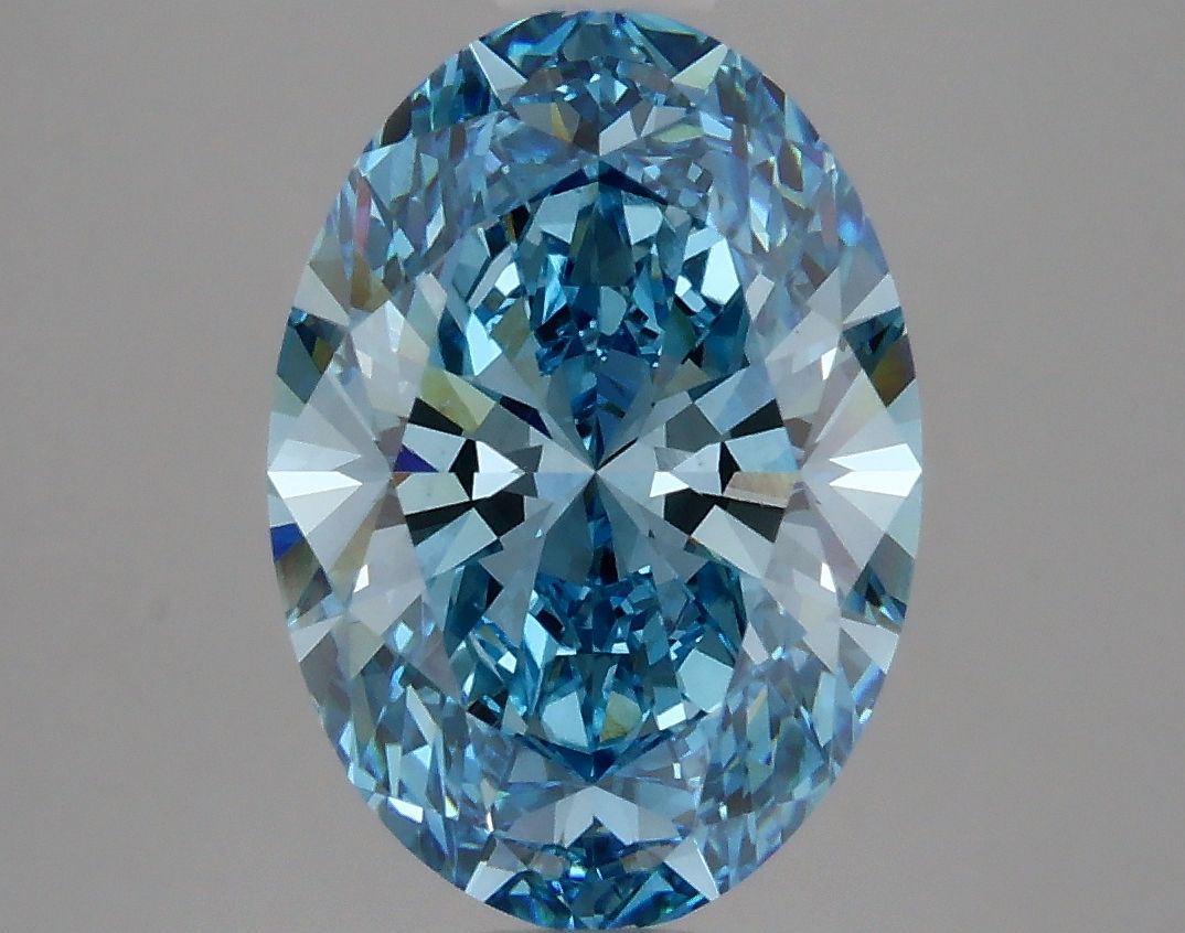 Lab-Grown Oval Diamond - 3.6 Carats, Fancy Vivid Blue Color, VS1 Clarity - Certified by IGI - Report Number: LG625410138