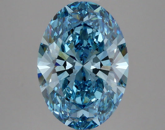 Lab-Grown Oval Diamond - 3.6 Carats, Fancy Vivid Blue Color, VS1 Clarity - Certified by IGI - Report Number: LG625410138