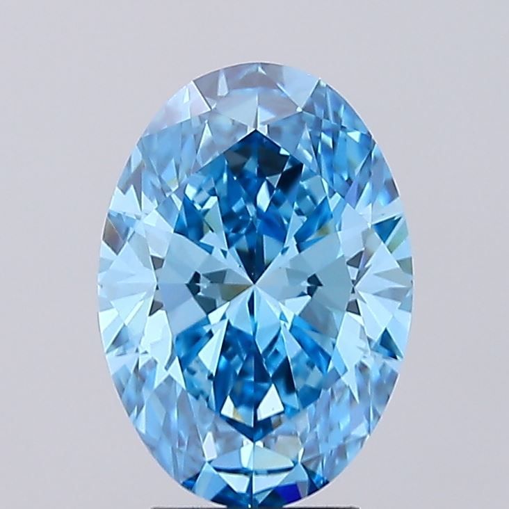 Lab-Grown Oval Diamond - 4.01 Carats, Fancy Vivid Blue Color, VS1 Clarity - Certified by IGI - Report Number: LG674532649