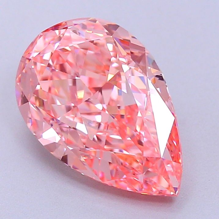 Lab-Grown Pear Diamond - 3.48 Carats, Fancy Vivid Pink Color, VS2 Clarity - Certified by IGI - Report Number: LG648475955