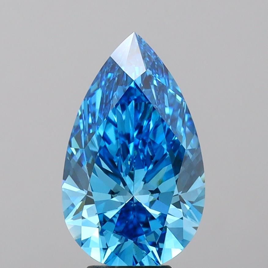 Lab-Grown Pear Diamond - 5.06 Carats, Fancy Vivid Blue Color, VVS2 Clarity - Certified by IGI - Report Number: LG675580722
