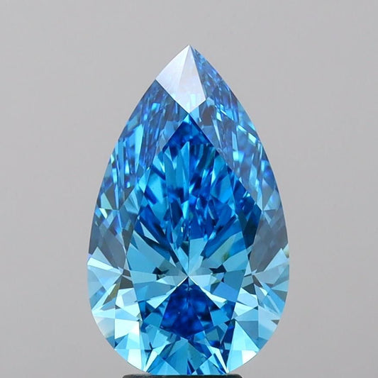 Lab-Grown Pear Diamond - 5.06 Carats, Fancy Vivid Blue Color, VVS2 Clarity - Certified by IGI - Report Number: LG675580722