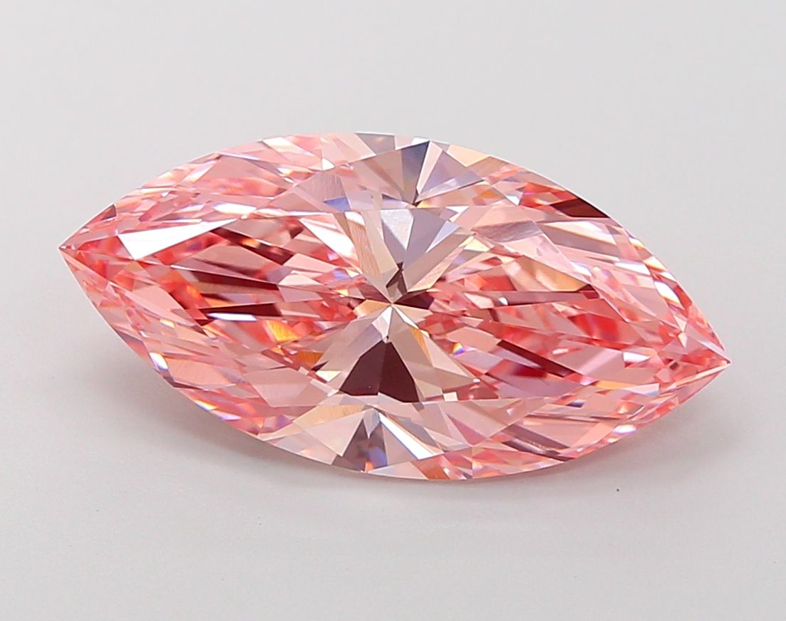 Lab-Grown Marquise Diamond - 5.04 Carats, Fancy Vivid Pink Color, VVS2 Clarity - Certified by IGI - Report Number: LG680520445
