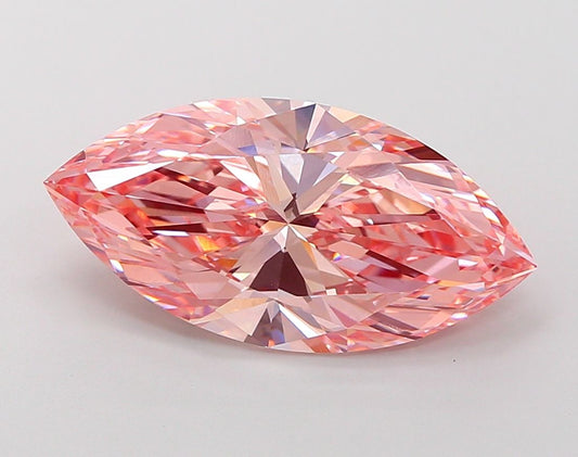 Lab-Grown Marquise Diamond - 5.04 Carats, Fancy Vivid Pink Color, VVS2 Clarity - Certified by IGI - Report Number: LG680520445