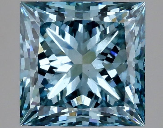 Lab-Grown Princess Diamond - 3.08 Carats, Fancy Vivid Blue Color, VS2 Clarity - Certified by IGI - Report Number: LG633446299