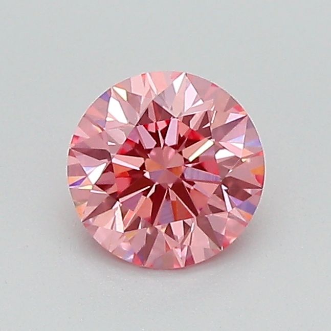 Lab-Grown Round Diamond - 0.62 Carats, Fancy Vivid Pink Color, VVS2 Clarity - Certified by IGI - Report Number: LG655446448