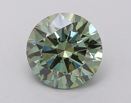 Lab-Grown Round Diamond - 1.49 Carats, Fancy Vivid Green Color, VS2 Clarity - Certified by IGI - Report Number: LG634446383