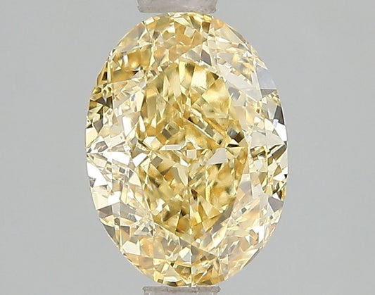 Lab-Grown Oval Diamond - 1.53 Carats, Fancy Intense Yellow Color, VS2 Clarity - Certified by IGI - Report Number: LG671493313