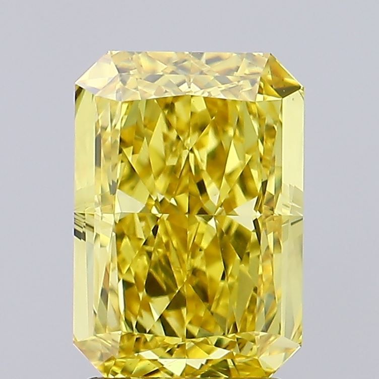 Lab-Grown Radiant Diamond - 2.54 Carats, Fancy Vivid Yellow Color, VS1 Clarity - Certified by IGI - Report Number: LG657416659