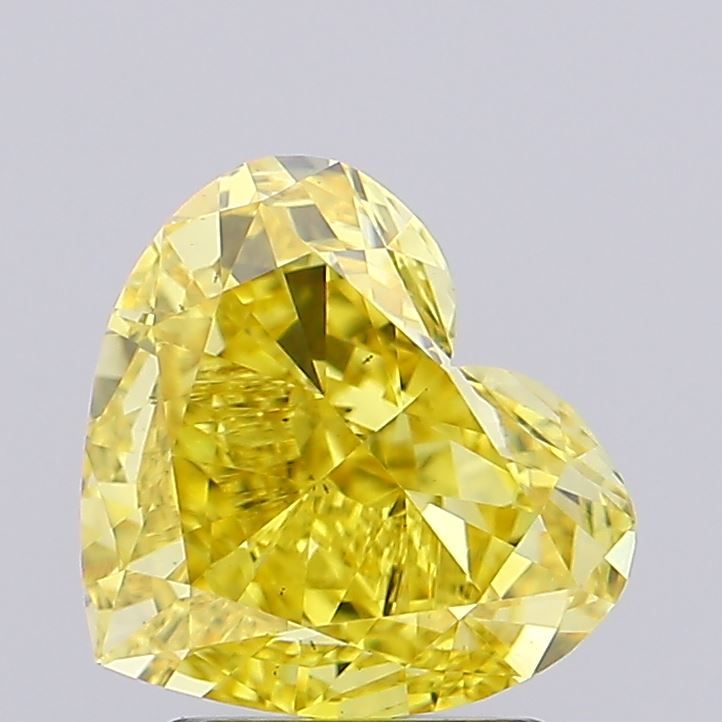 Lab-Grown Heart Diamond - 2.57 Carats, Fancy Vivid Yellow Color, VS2 Clarity - Certified by IGI - Report Number: LG669402386