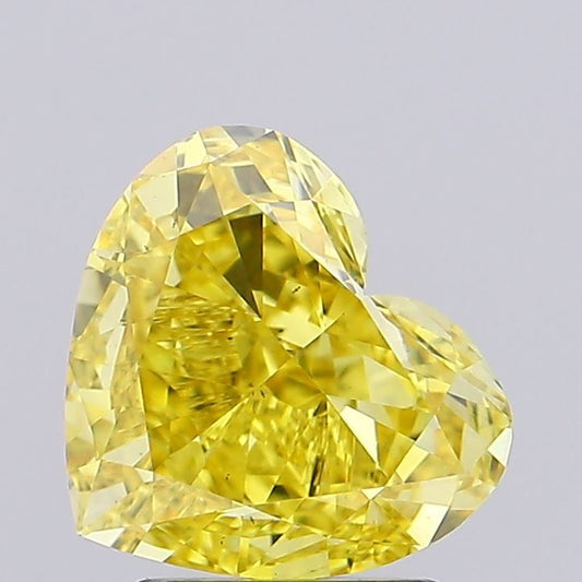 Lab-Grown Heart Diamond - 2.57 Carats, Fancy Vivid Yellow Color, VS2 Clarity - Certified by IGI - Report Number: LG669402386
