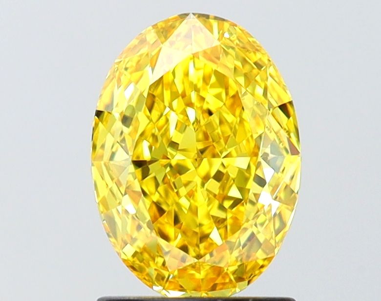 Lab-Grown Oval Diamond - 1.55 Carats, Fancy Vivid Yellow Color, VVS2 Clarity - Certified by IGI - Report Number: LG654470202